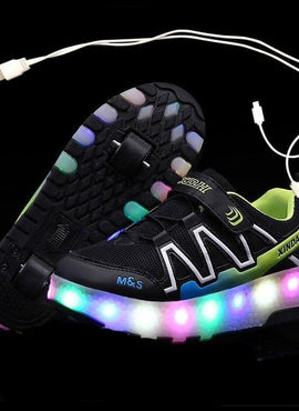 Led Light Up Shoes With Double Wheels For Children