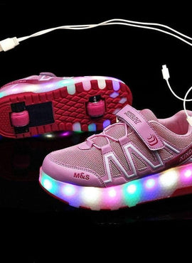 Led Light Up Shoes With Double Wheels For Children