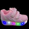Led Roller Shoes For Kids 1 Or 2 Wheel Options - Pink  | Led Light Roller Heel Wheel Shoes | ledlegs.