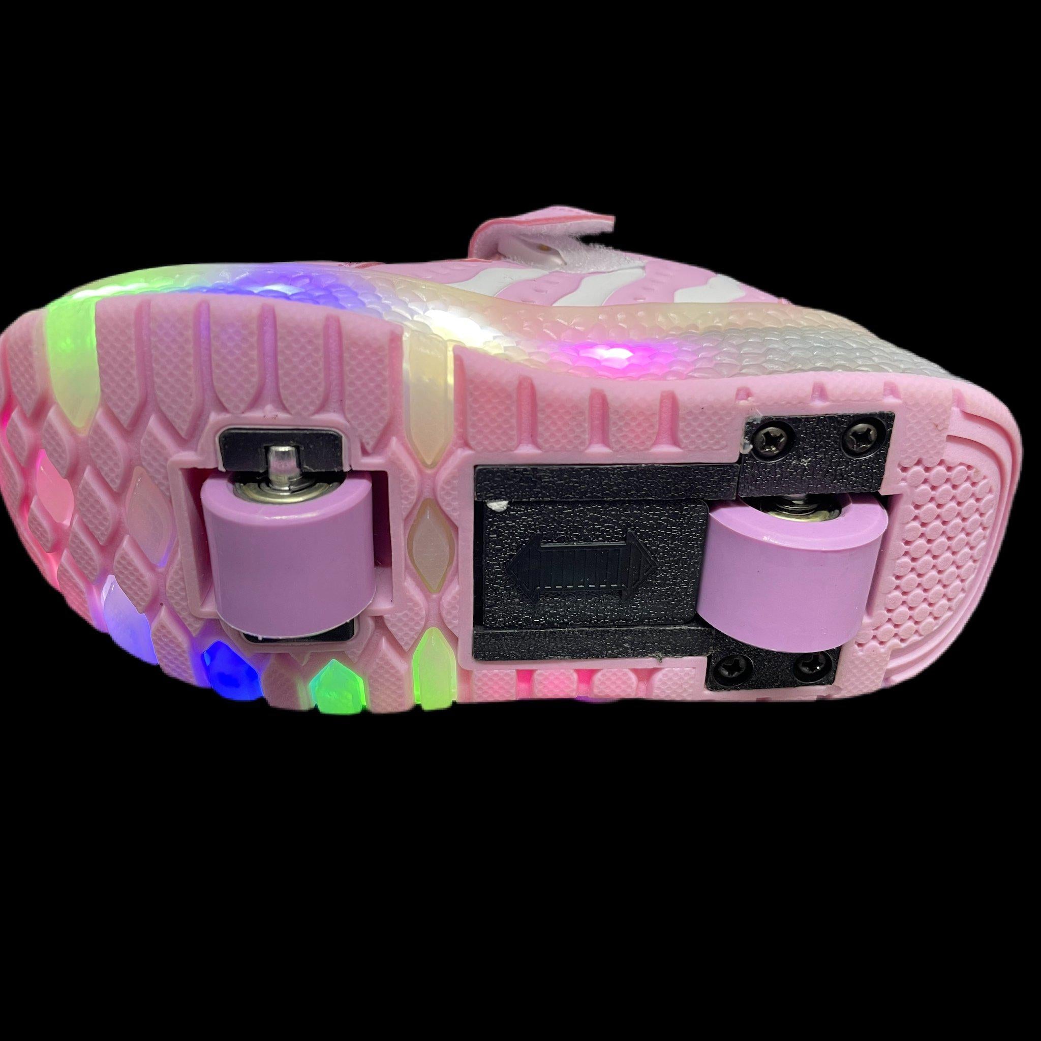 Led Roller Shoes For Kids 1 Or 2 Wheel Options - Pink  | Led Light Roller Heel Wheel Shoes | ledlegs.