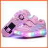 whatagift.com.au 988-8 Pink / 28 Sparkling Led Two Wheel Roller Range | Kids Led Light Shoes  | Kids Led Light Roller Wheel Shoes