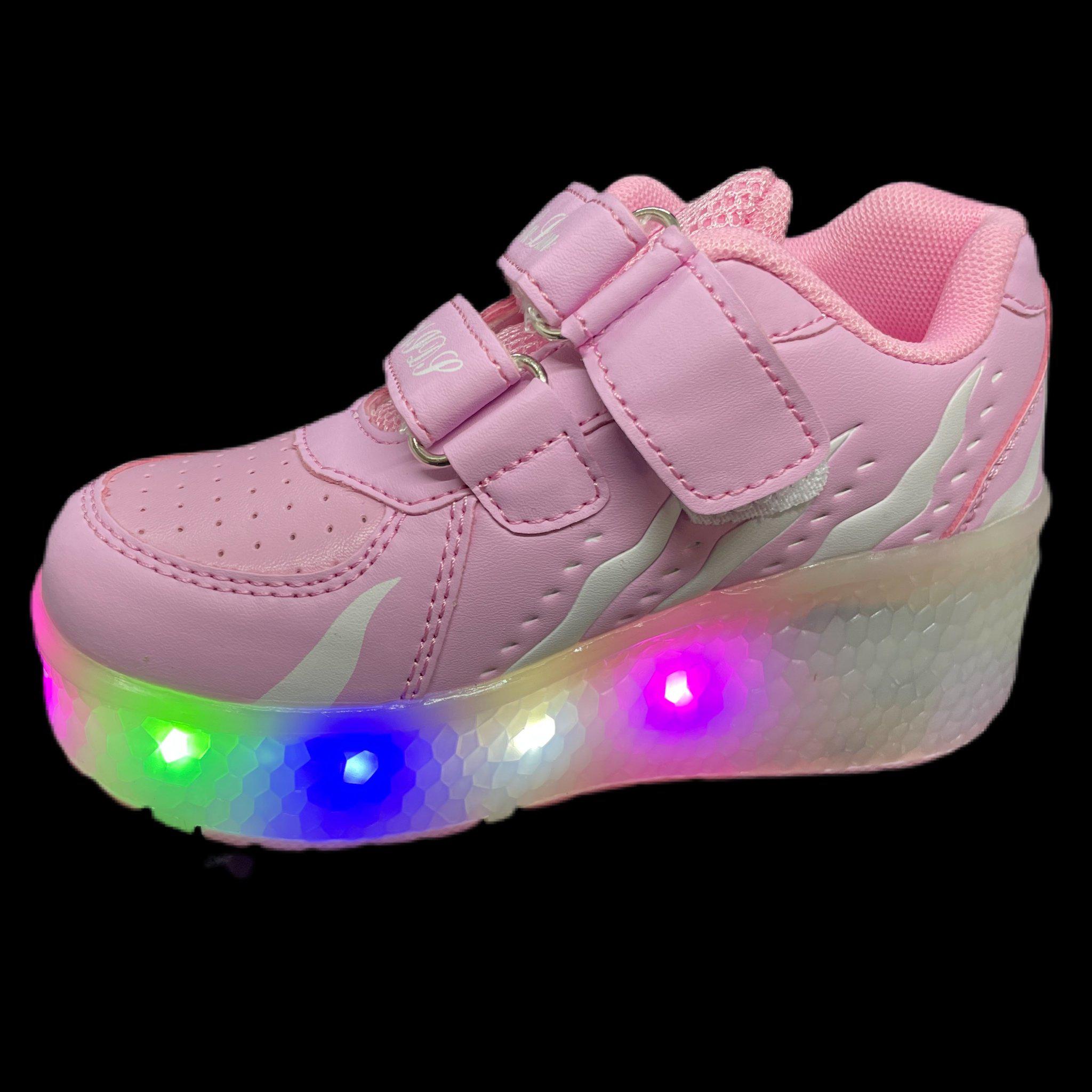 Led Roller Shoes For Kids 1 Or 2 Wheel Options - Pink  | Led Light Roller Heel Wheel Shoes | ledlegs.