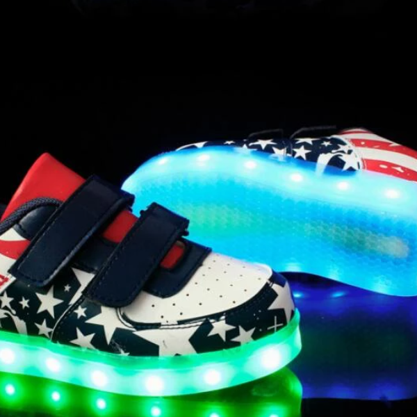 Led American Design Kids Shoes Blue  | Kids Led Light Shoes  | Led Light Shoes For Girls & Boys | ledlegs.