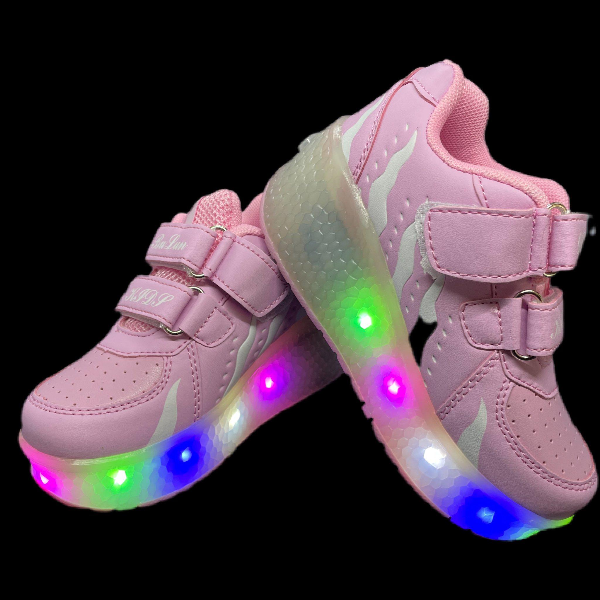 Led Roller Shoes For Kids 1 Or 2 Wheel Options - Pink  | Led Light Roller Heel Wheel Shoes | ledlegs.