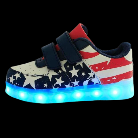 Led American Design Kids Shoes Blue  | Kids Led Light Shoes  | Led Light Shoes For Girls & Boys | ledlegs.