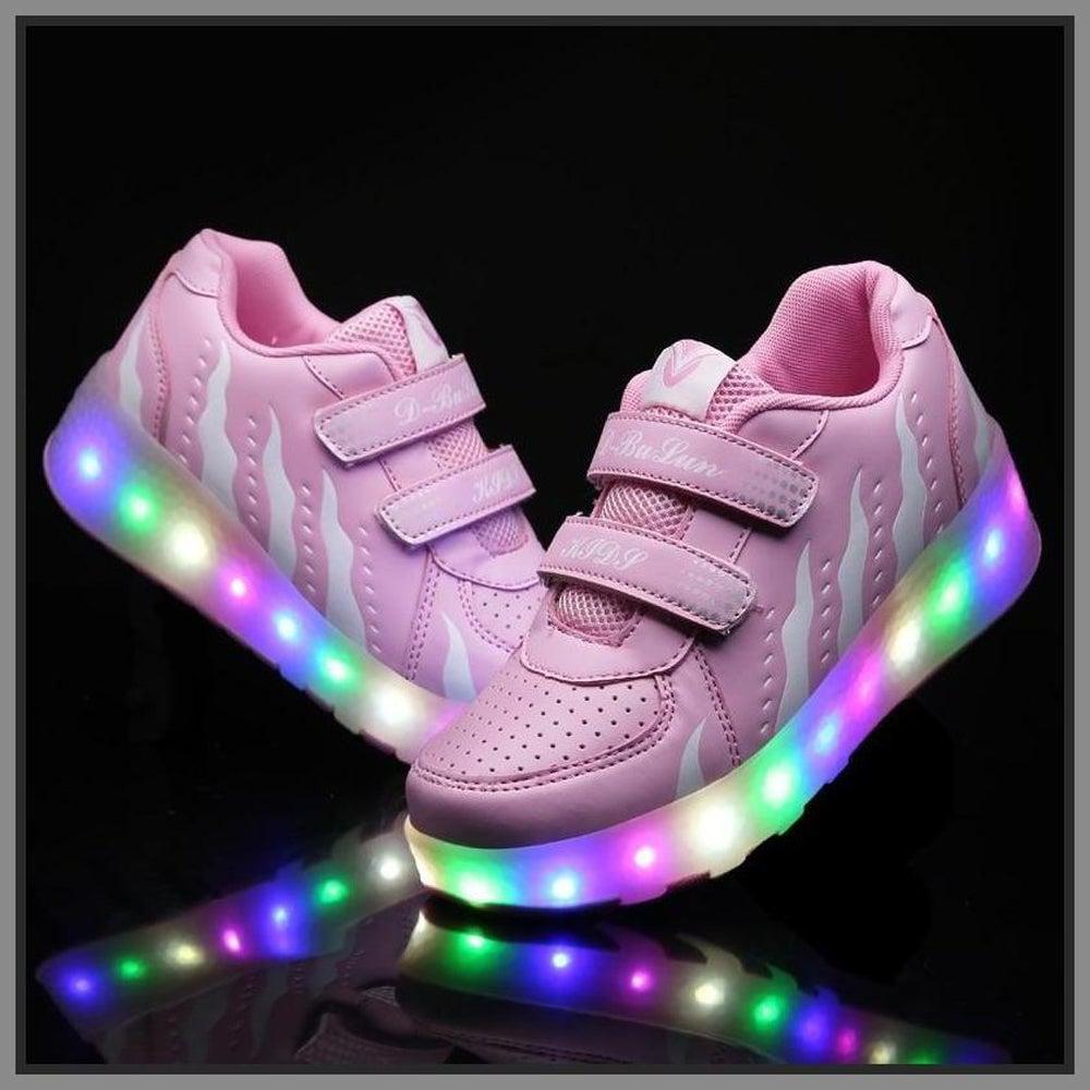 Led Roller Shoes For Kids 1 Or 2 Wheel Options - Pink  | Led Light Roller Heel Wheel Shoes | ledlegs.