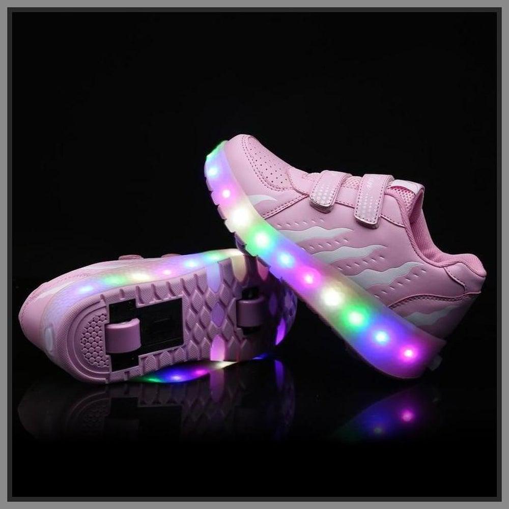 Led Roller Shoes For Kids 1 Or 2 Wheel Options - Pink  | Led Light Roller Heel Wheel Shoes | ledlegs.